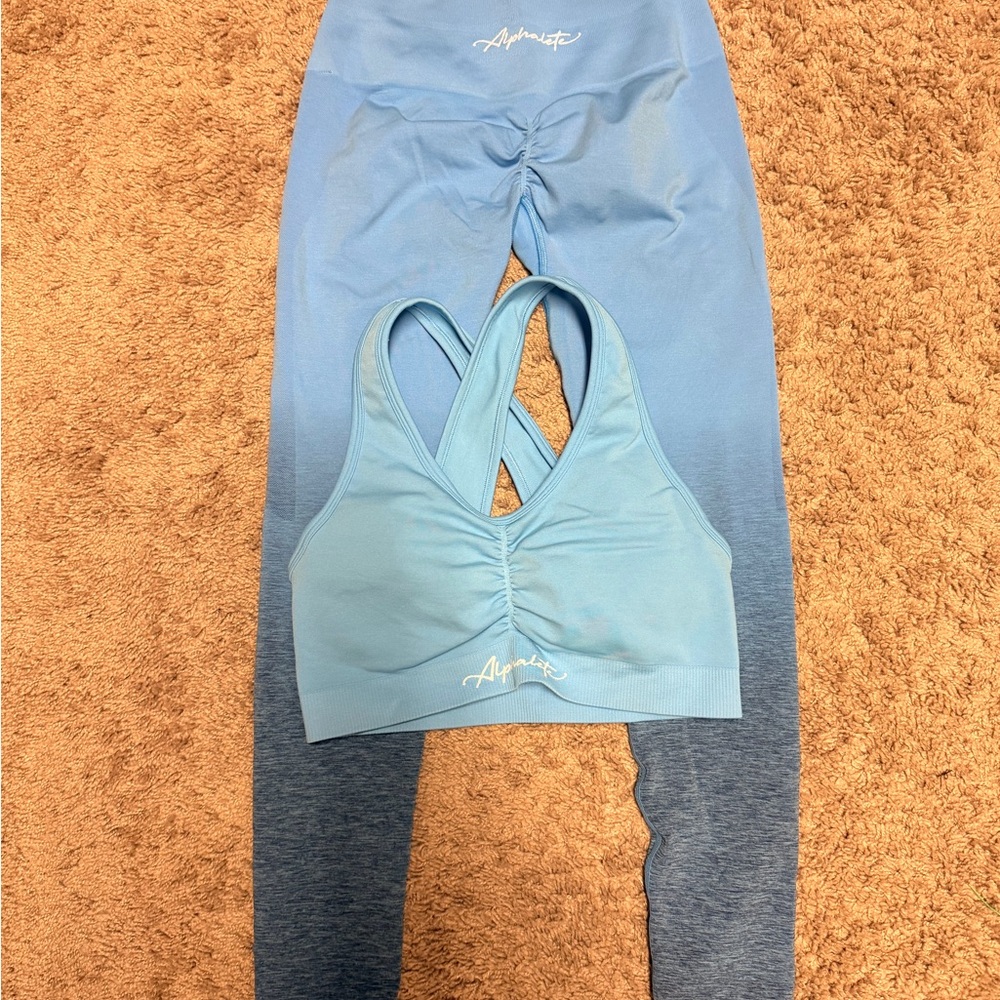 Alphalete Blue Ombre Leggings and Sports Bra Set